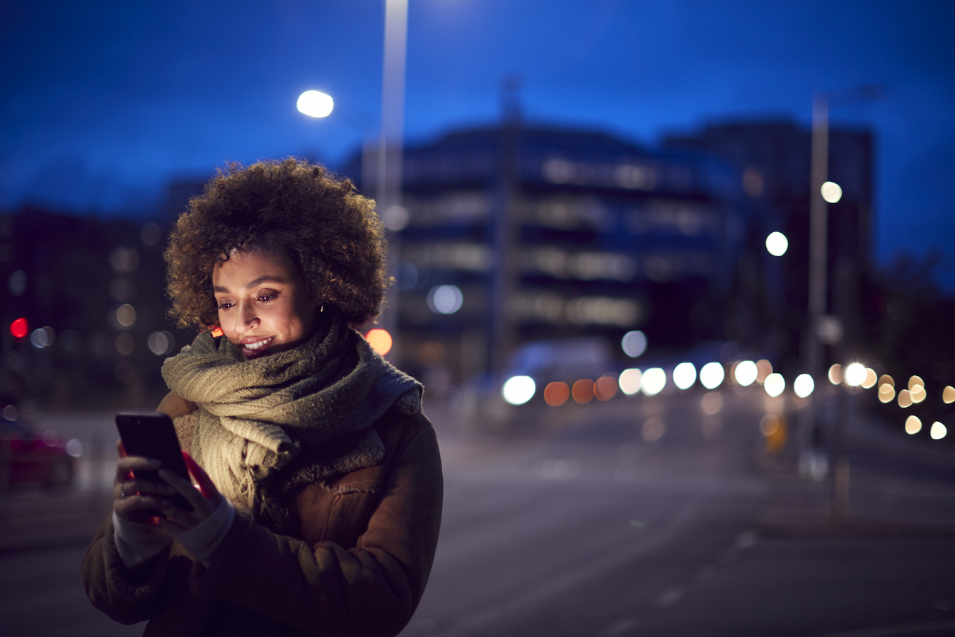 Woman in the cold on the phone